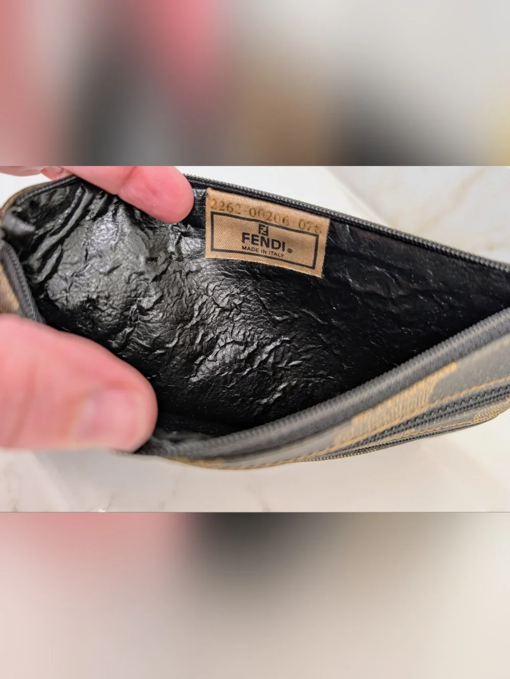 Fendi Brown Striped Zip Clutch - Picture 3 of 12